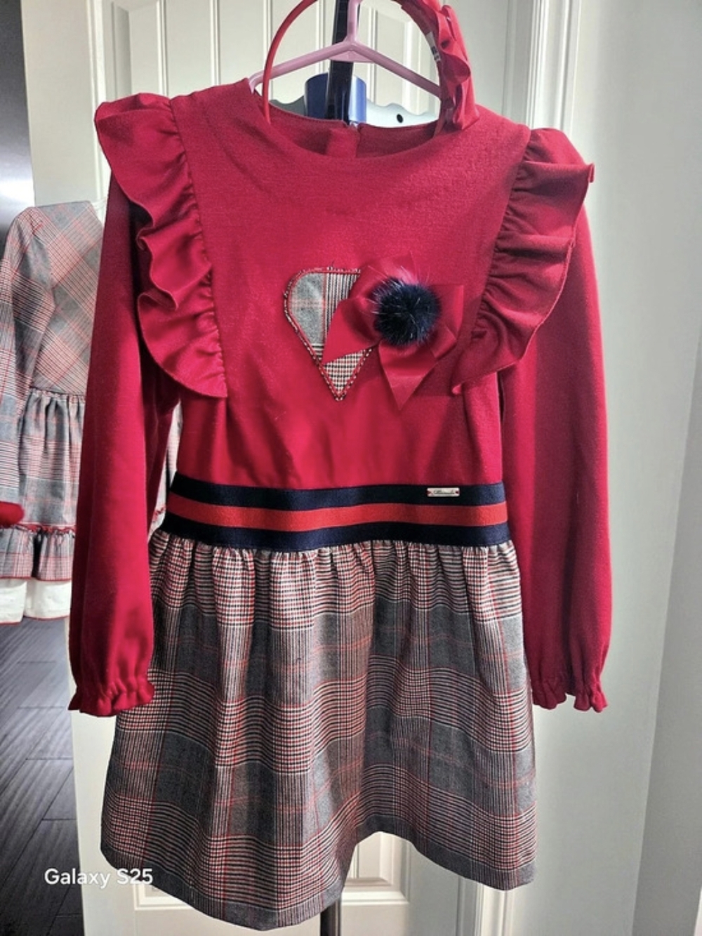 Miranda Girls Plaid Dress in Red